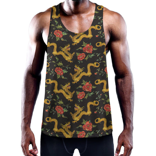 Embroidery Chinese Dragon Pattern Print Training Tank Top