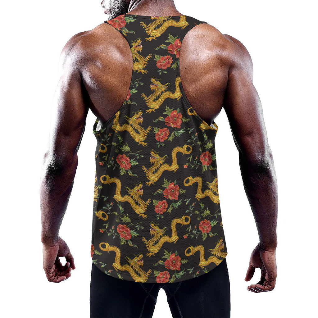 Embroidery Chinese Dragon Pattern Print Training Tank Top