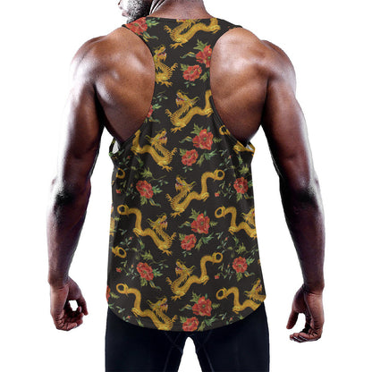 Embroidery Chinese Dragon Pattern Print Training Tank Top
