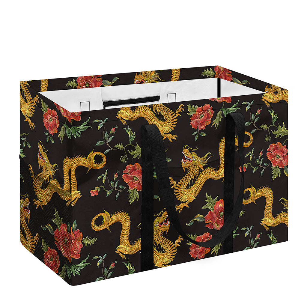 Embroidery Chinese Dragon Pattern Print Utility Tote Bag