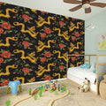 Embroidery Chinese Dragon Pattern Print Wall Sticker