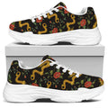 Embroidery Chinese Dragon Pattern Print White Chunky Shoes