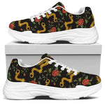 Embroidery Chinese Dragon Pattern Print White Chunky Shoes