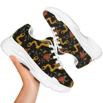 Embroidery Chinese Dragon Pattern Print White Chunky Shoes