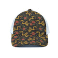 Embroidery Chinese Dragon Pattern Print White Mesh Trucker Hat