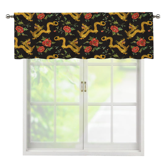 Embroidery Chinese Dragon Pattern Print Window Valance