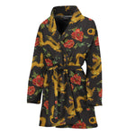 Embroidery Chinese Dragon Pattern Print Women's Bathrobe