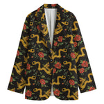 Embroidery Chinese Dragon Pattern Print Women's Blazer