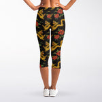 Embroidery Chinese Dragon Pattern Print Women's Capri Leggings