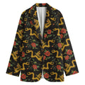 Embroidery Chinese Dragon Pattern Print Women's Cotton Blazer