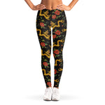 Embroidery Chinese Dragon Pattern Print Women's Leggings