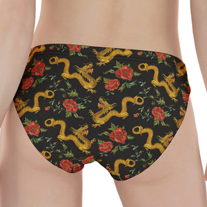 Embroidery Chinese Dragon Pattern Print Women's Panties