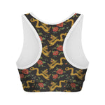 Embroidery Chinese Dragon Pattern Print Women's Sports Bra