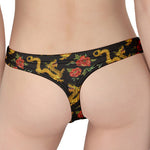 Embroidery Chinese Dragon Pattern Print Women's Thong