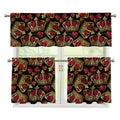 Embroidery Crown Pattern Print 3 Piece Kitchen Curtains