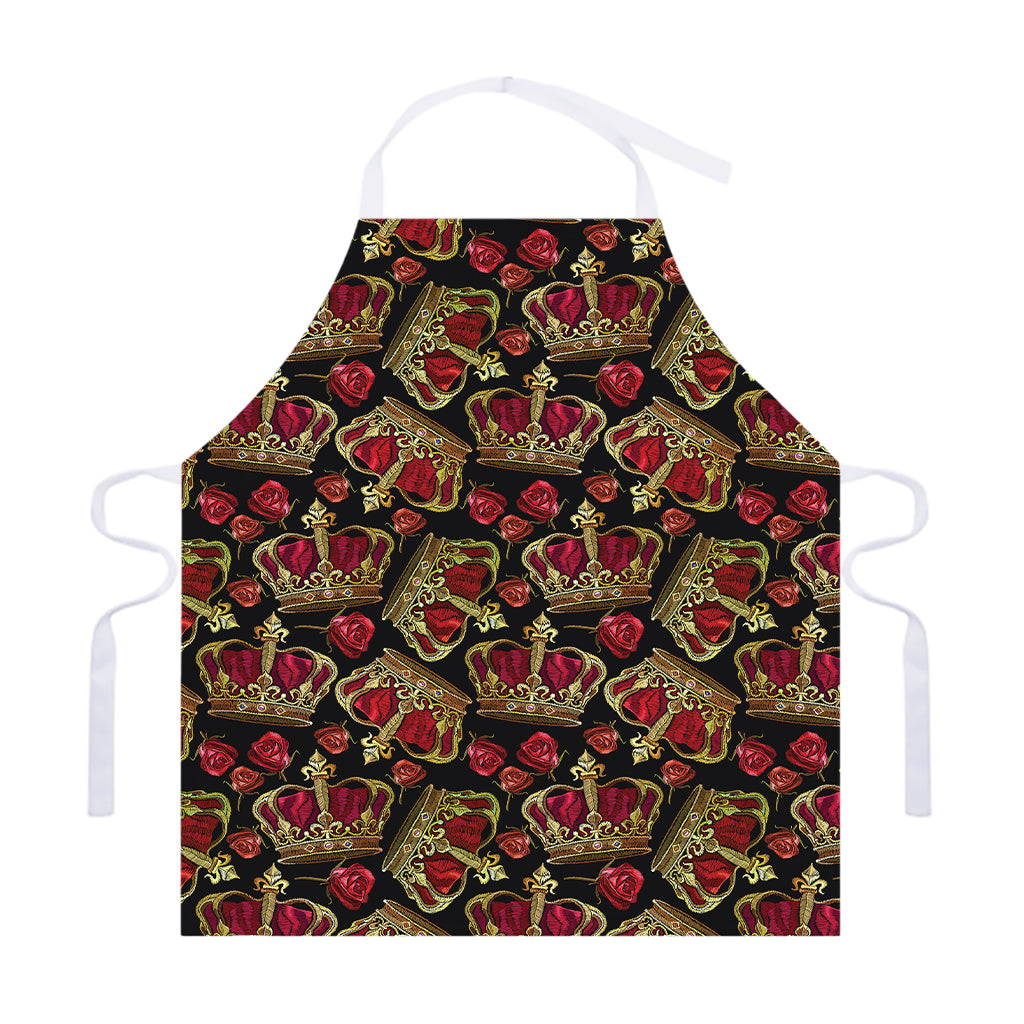 Embroidery Crown Pattern Print Adjustable Apron