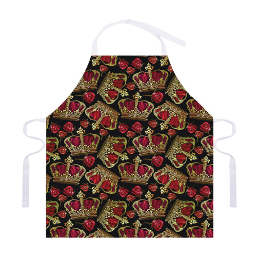 Embroidery Crown Pattern Print Adjustable Apron