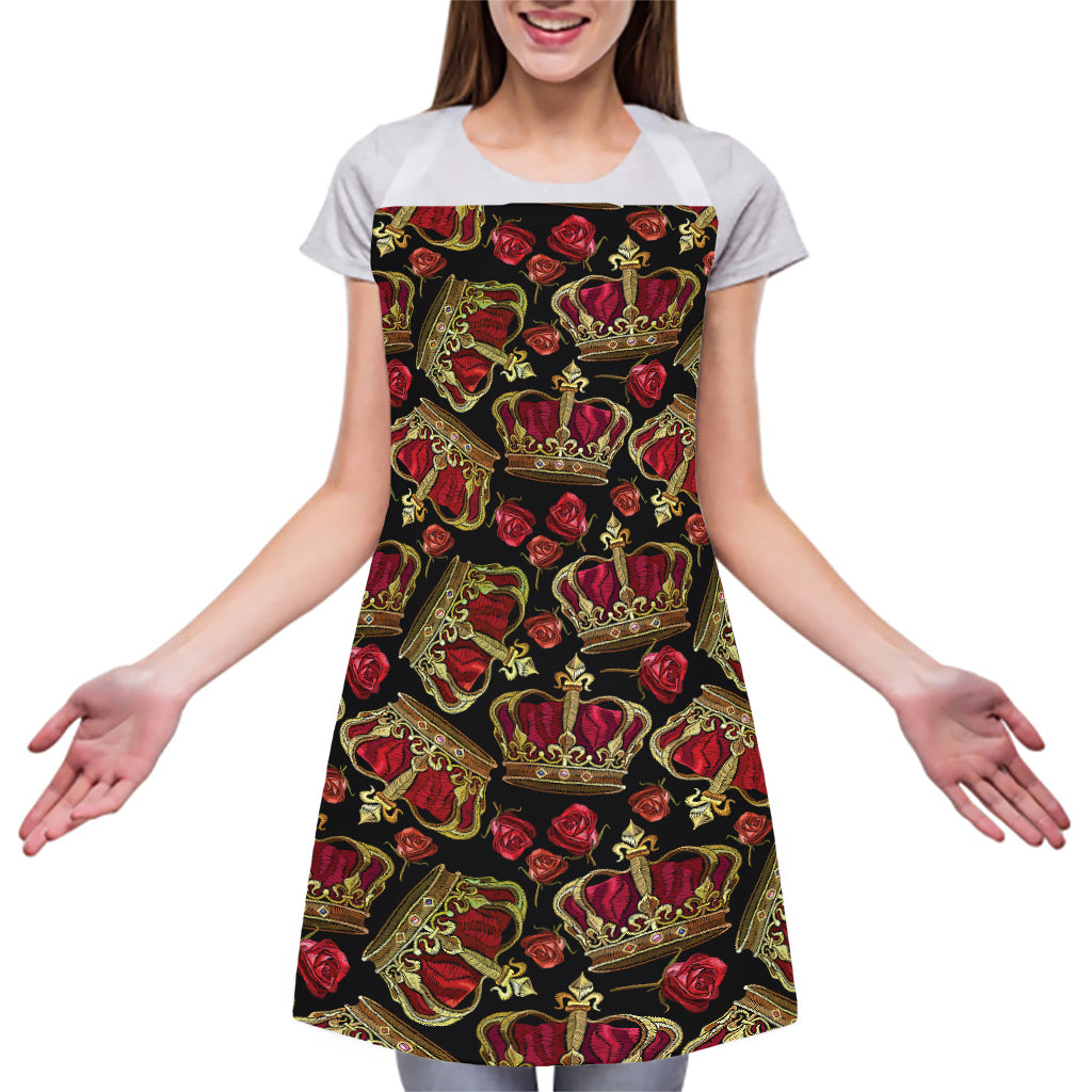 Embroidery Crown Pattern Print Adjustable Apron