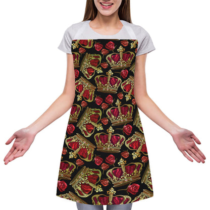 Embroidery Crown Pattern Print Adjustable Apron