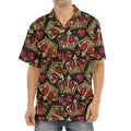 Embroidery Crown Pattern Print Aloha Shirt