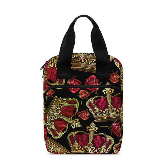 Embroidery Crown Pattern Print Bible Tote Bag