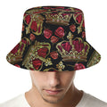 Embroidery Crown Pattern Print Bucket Hat