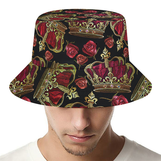 Embroidery Crown Pattern Print Bucket Hat
