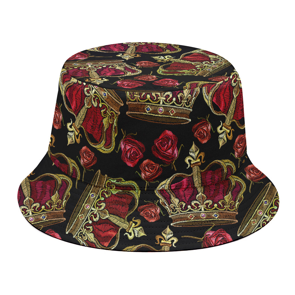 Embroidery Crown Pattern Print Bucket Hat