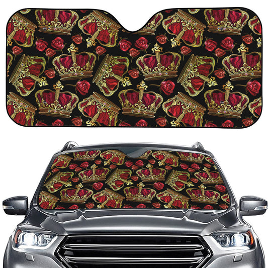 Embroidery Crown Pattern Print Car Windshield Sun Shade