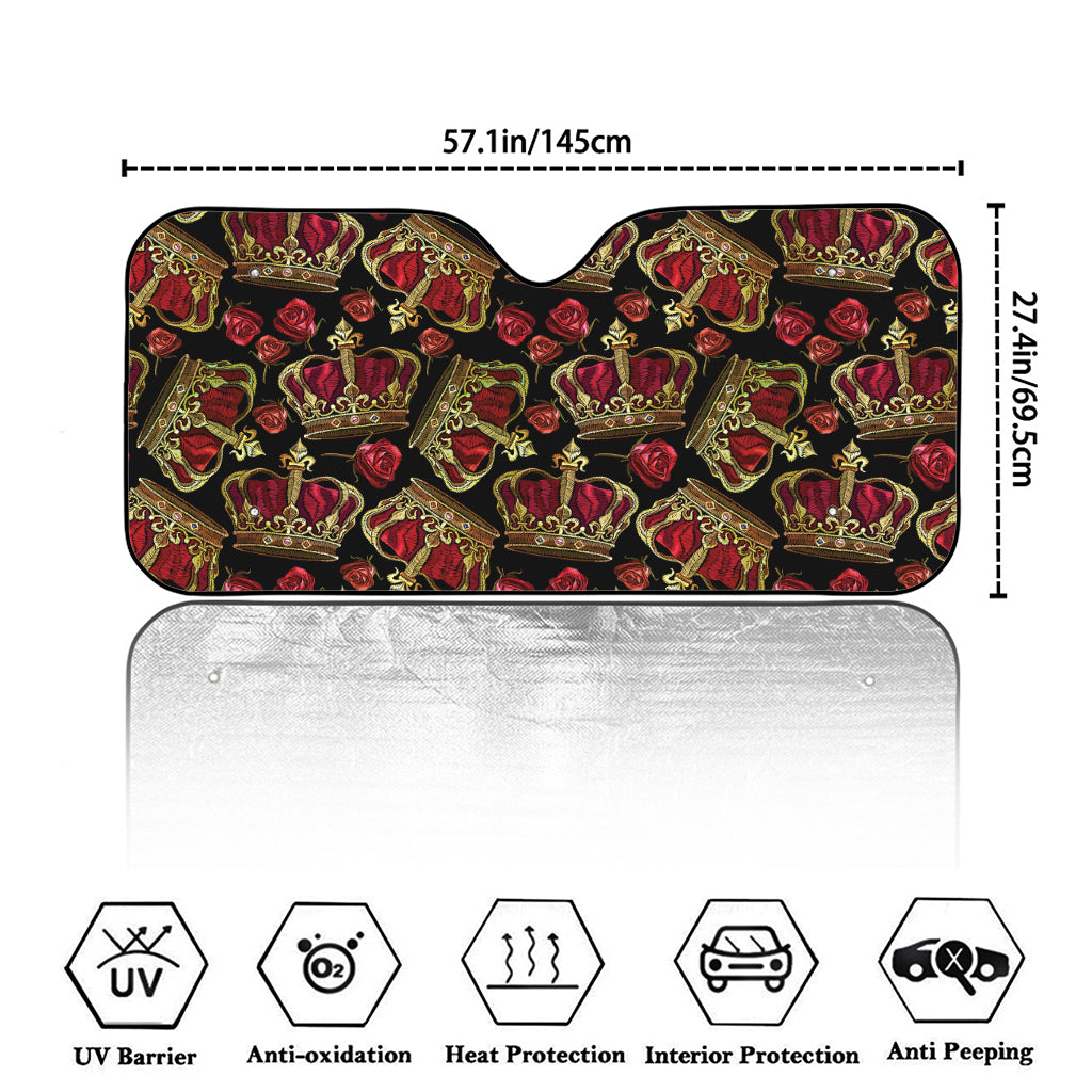 Embroidery Crown Pattern Print Car Windshield Sun Shade