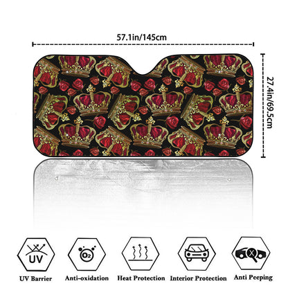 Embroidery Crown Pattern Print Car Windshield Sun Shade