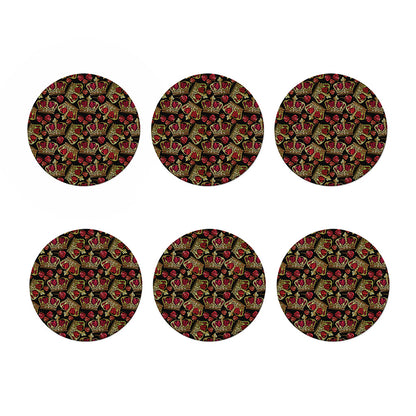 Embroidery Crown Pattern Print Coaster Set