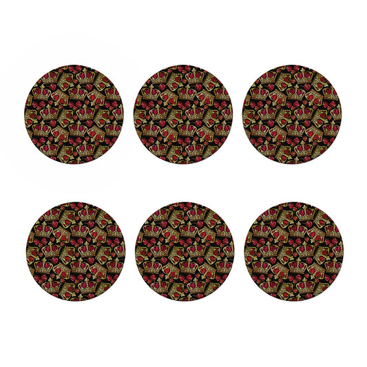 Embroidery Crown Pattern Print Coaster Set