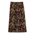 Embroidery Crown Pattern Print Cotton Front Slit Maxi Skirt