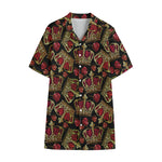 Embroidery Crown Pattern Print Cotton Hawaiian Shirt