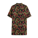 Embroidery Crown Pattern Print Cotton Hawaiian Shirt