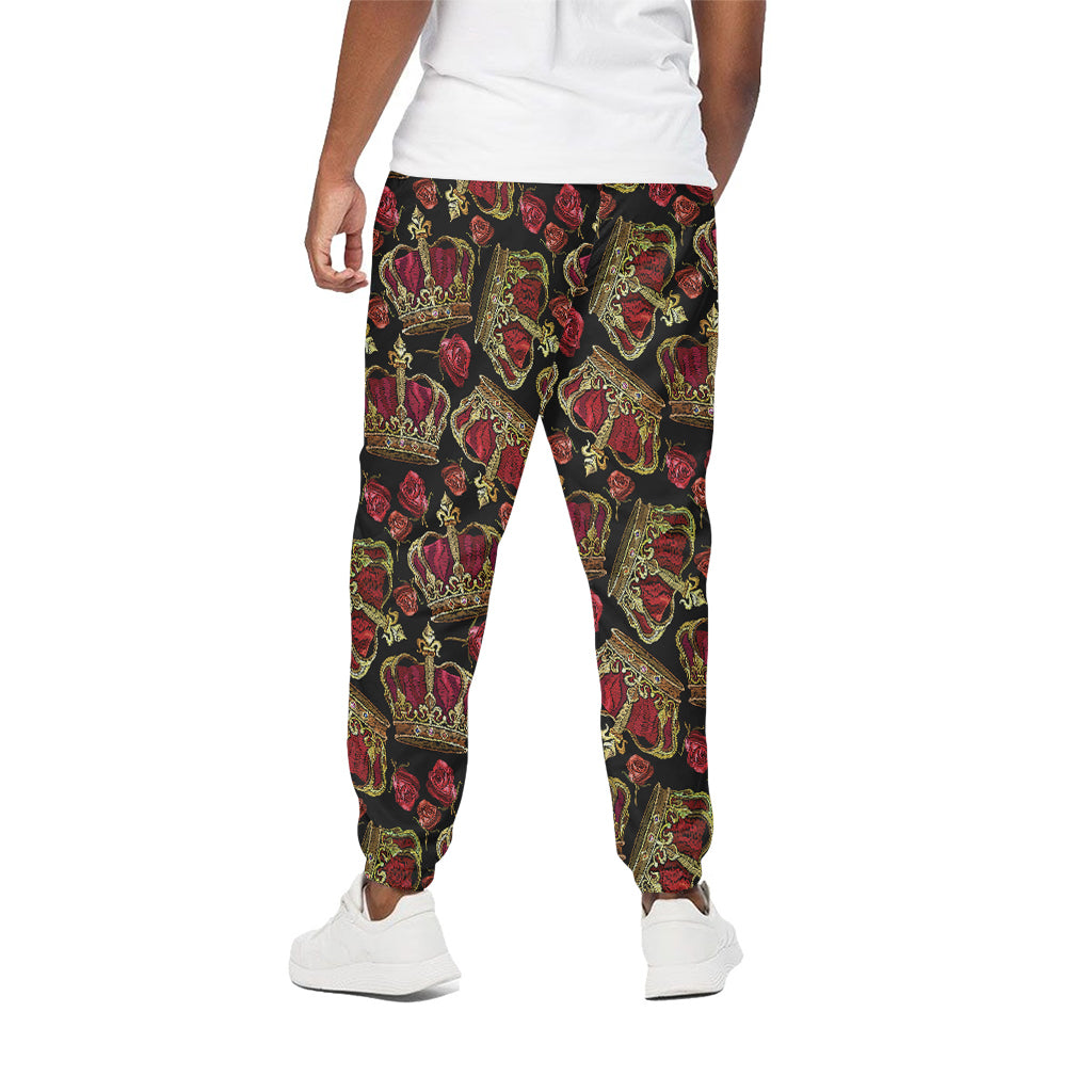 Embroidery Crown Pattern Print Cotton Pants