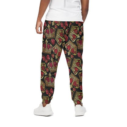 Embroidery Crown Pattern Print Cotton Pants