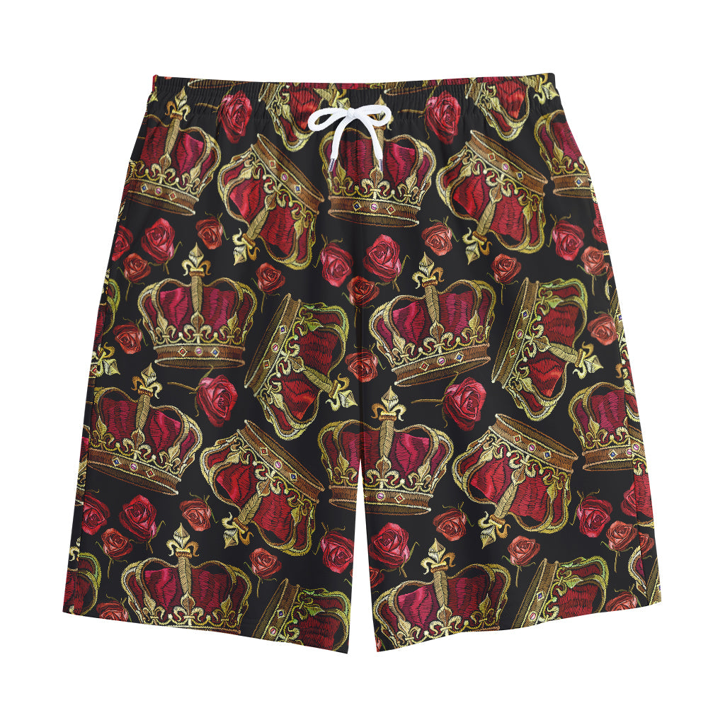 Embroidery Crown Pattern Print Cotton Shorts