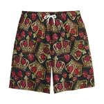 Embroidery Crown Pattern Print Cotton Shorts