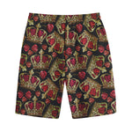 Embroidery Crown Pattern Print Cotton Shorts