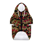 Embroidery Crown Pattern Print Dog Zip Up Hoodie