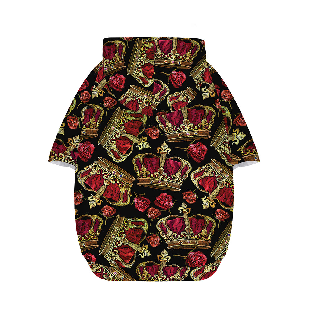 Embroidery Crown Pattern Print Dog Zip Up Hoodie