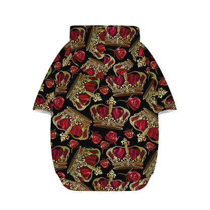 Embroidery Crown Pattern Print Dog Zip Up Hoodie