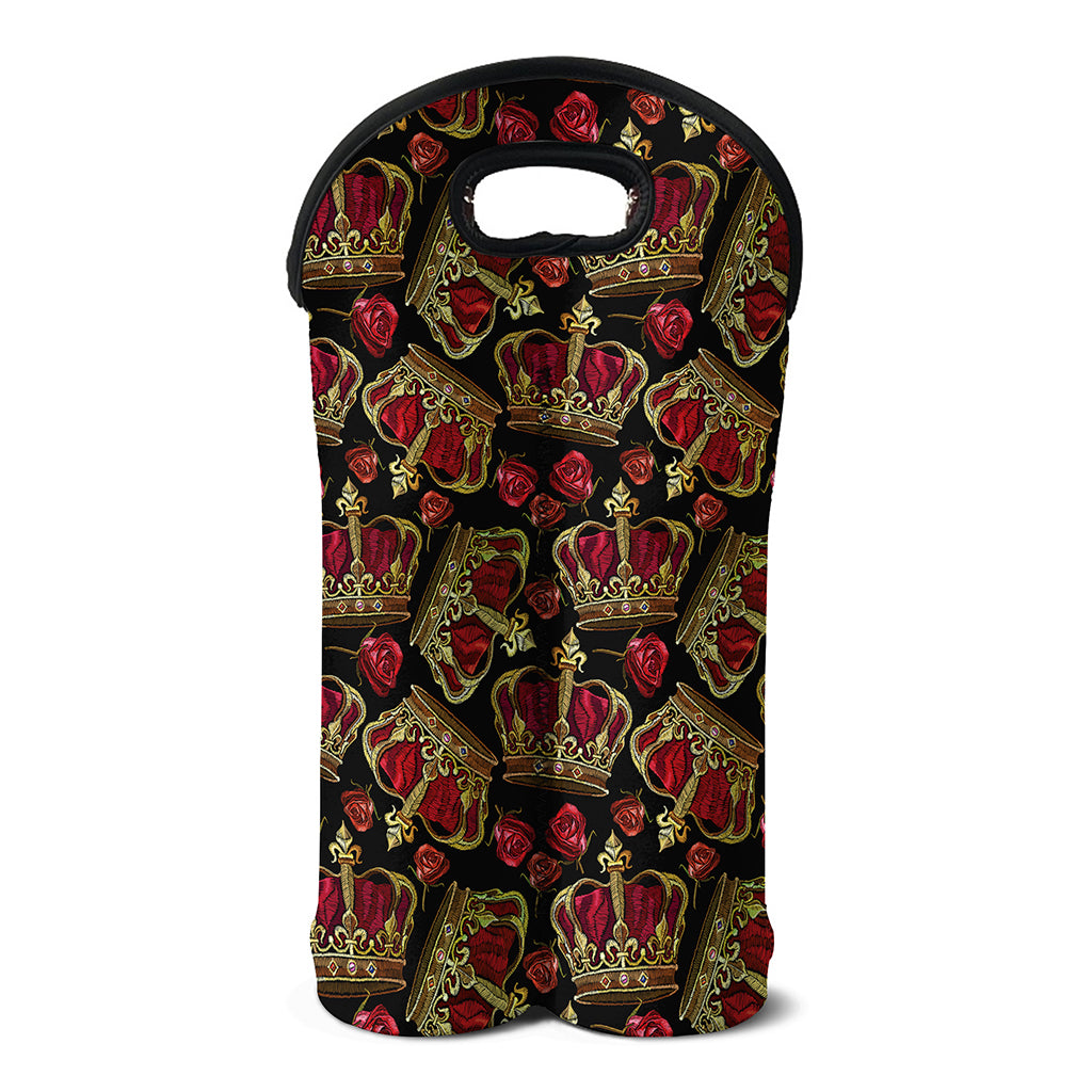 Embroidery Crown Pattern Print Double Neoprene Wine Tote