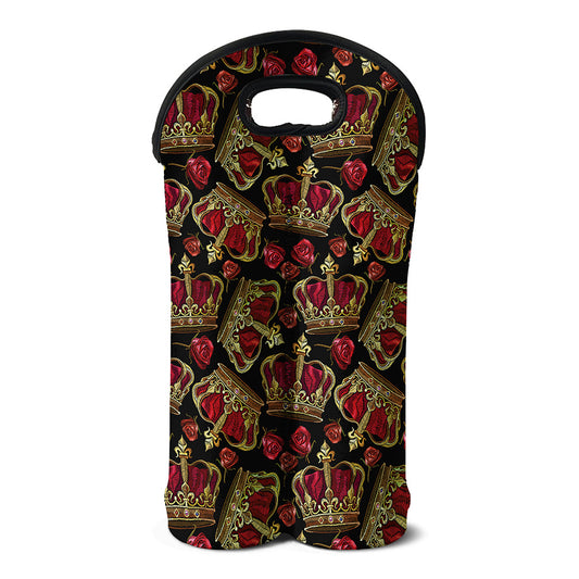 Embroidery Crown Pattern Print Double Neoprene Wine Tote