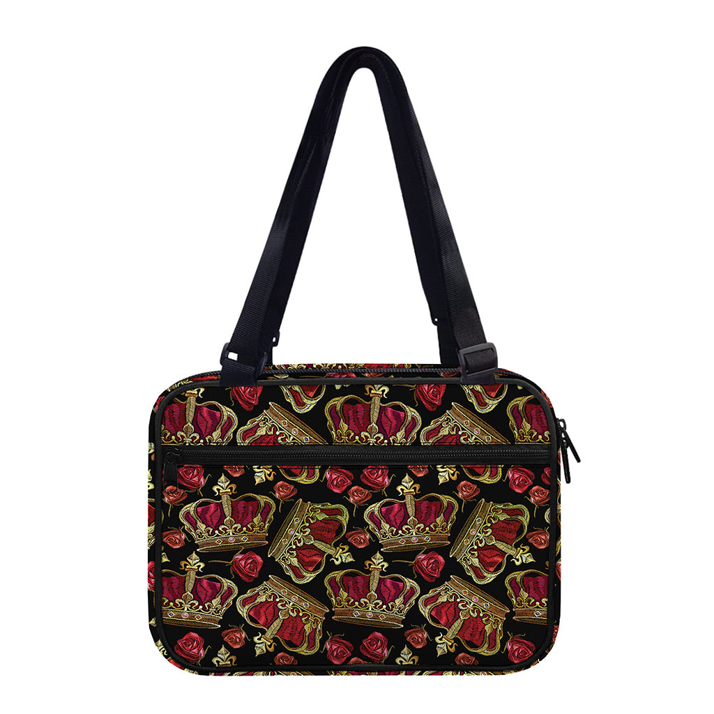 Embroidery Crown Pattern Print Double Strap Bible Bag