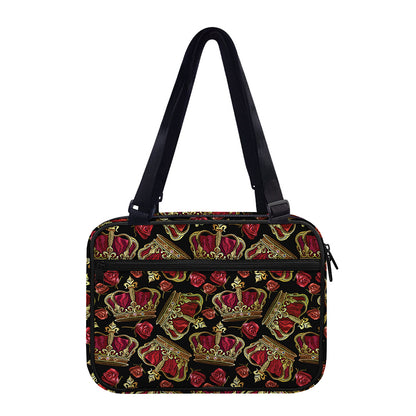 Embroidery Crown Pattern Print Double Strap Bible Bag