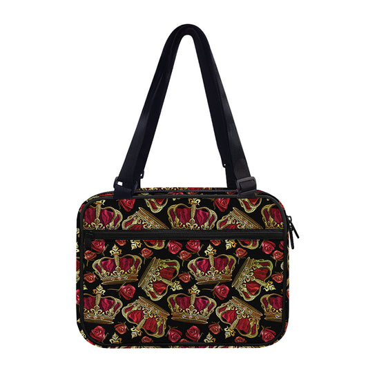 Embroidery Crown Pattern Print Double Strap Bible Bag