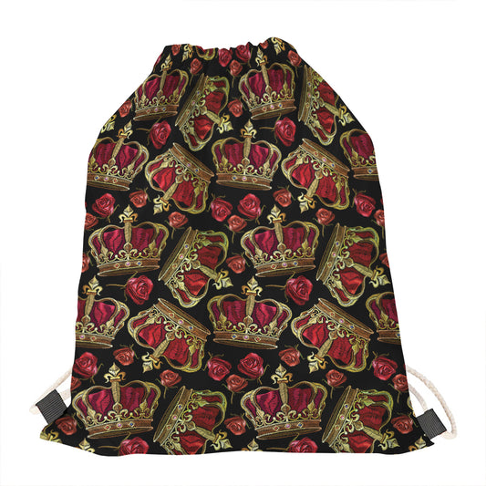Embroidery Crown Pattern Print Drawstring Bag